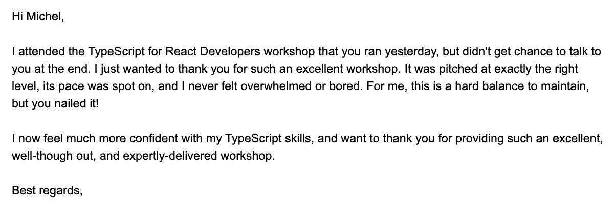 Thank You email by attendee